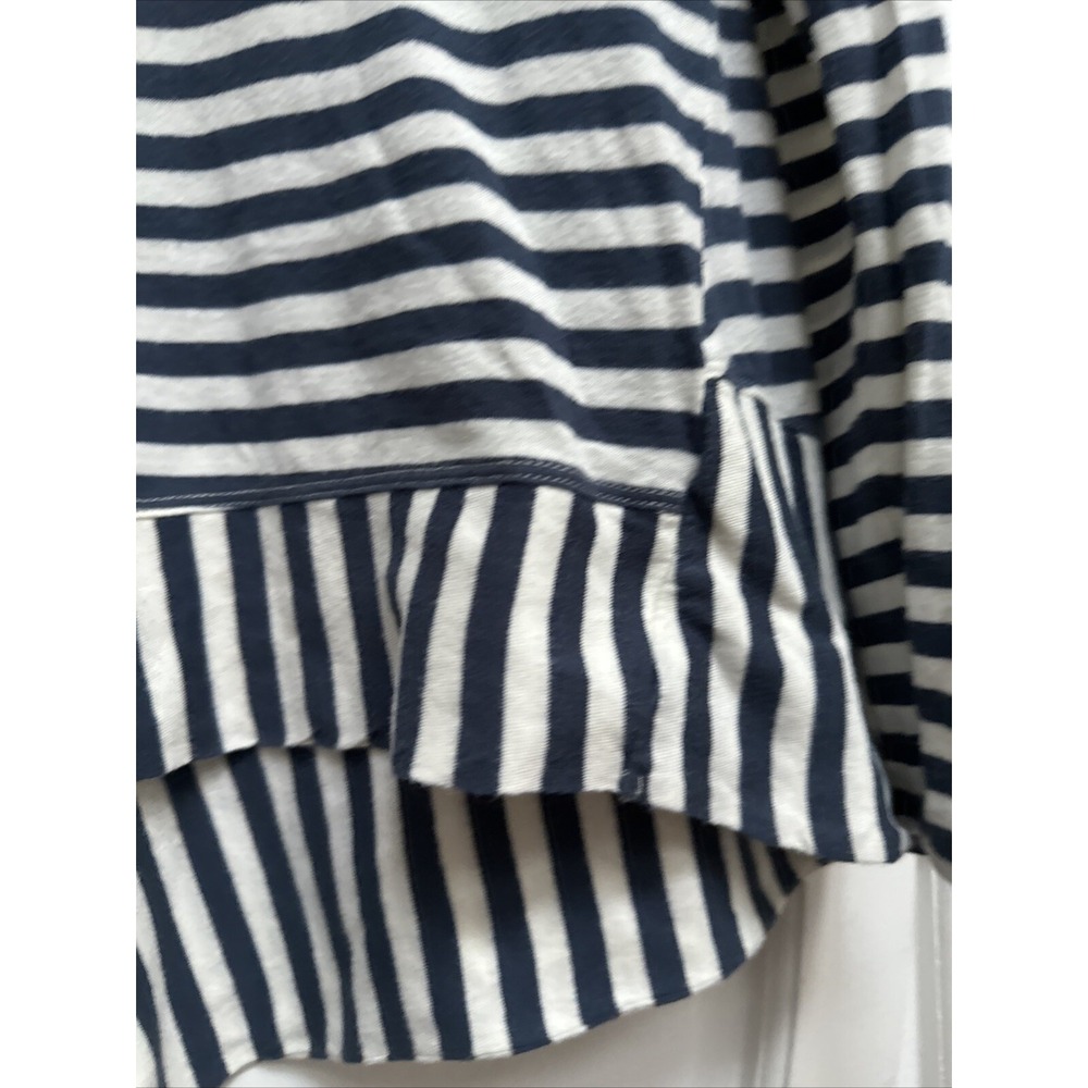 Cabi 5064 Navy Blue White Striped Asymmetric Hem Knit Top Size M - Picture 4 of 8